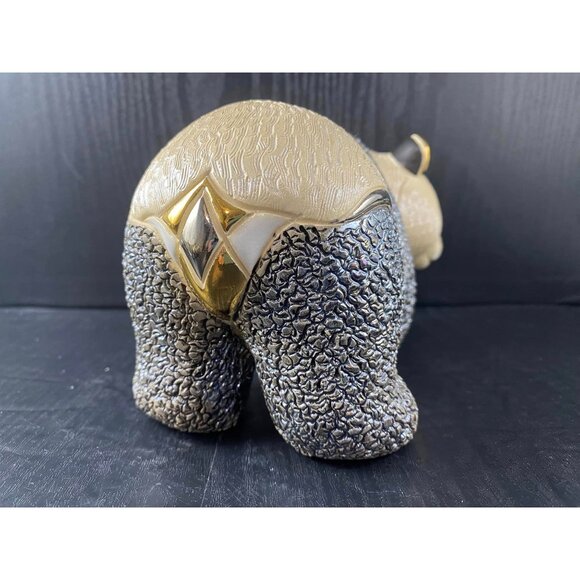 Large Adult De Rosa Rinconada Panda Figurine 17 cm x 10cm Ceramic Gold - Picture 6 of 12